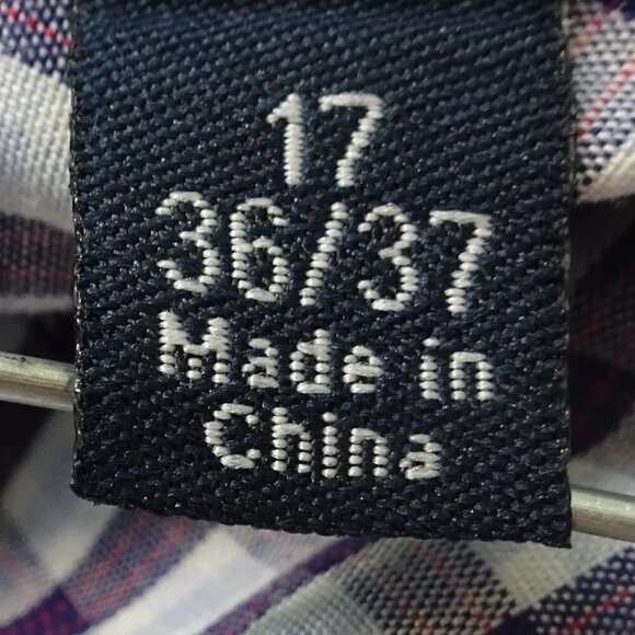 Nautica Checkered L/S Button Up Shirt Sz 17 36/37 - Picture 5 of 6